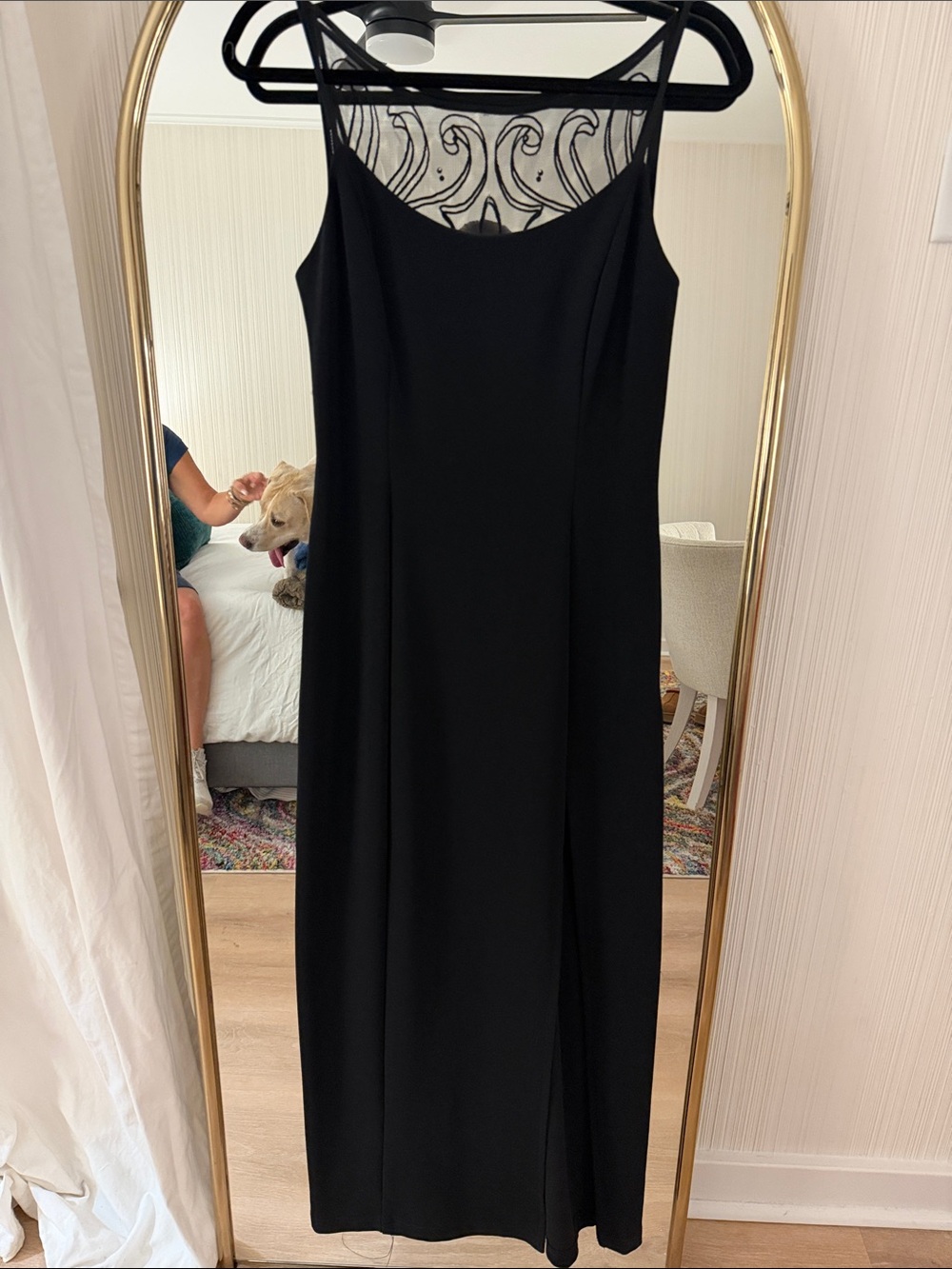 Bari Jay Black Maxi Slip Dress with Sheer Back Detail